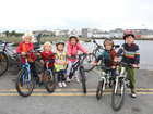 Some of the children who took part in the Community Cycle for the Salthill Cycleway and Barna Greenway, organised by Galway Urban Greenway Alliance, GUGA, last Sunday. From left: Brothers Jomah and Fionn, sisters Maya and Ayla and brothers Senan and Ruadhan, all pupils of Cuan na Gaillimhe CNS Steiner School, Knocknacarra.
