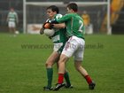 <br />
Oughterard's, Matthew Clancy,<br />
 and<br />
 Kilconly's, Mike Newell,<br />
 during the County Intermediate Football Championship Final  at Pearse Stadium.