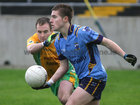 <br />
Corofin's, Aenis Lawless,<br />
and<br />
Salthill-Knocknacarra's, Evan Duffy,<br />
during the County U-21(A) Football Championship Final at Tuam Stadium.<br />
