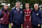 Galway Senior Camogie Training, (from left),<br />
 Noel Finn, (Senior Camogie Manager),<br />
 Pat McDonagh, (Supermacs, Sponsors),<br />
 Brenda Hanney, (Senior Camogie Captain),<br />
 Frank Duane, (Galway Camogie Board Vice-Chairman).