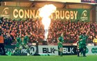 The Connacht team run on to the pitch before the start of the Guinness PRO14 game against Ulster at the Sportsground last Saturday evening.