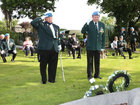 Sean Foley, accompanied by Brian Quinn, Post 30 IUNVA Galway, salutes after laying a wreath for no 3 platoon A Company Jadotville at the annual ceremony for IUNVA post 30 Galway and 60th Anniversary of the Siege of Jadotville in the Memorial Garden of Renmore Barracks.