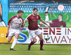 NUI Galway v Renmore AFC Joe Ryan Cup final at Eamonn Deacy Park.<br />
Rob Mangan, Renmore AFC and Sean Gibbons, NUI Galway