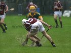 Clarinbridge's, Paul Coen,<br />
 and<br />
 Craughwell's, Ger O'Halloran,<br />
during the Senior Hurling Championship semi-final<br />
at Kenny Park Athenry.
