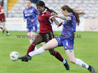 Galway United v Bohemians SSE Airtricity Women's Premier Division 2024 game at Eamonn Deacy Park.<br />
Rolake Olusola, Galway United and Lisa Murphy, Bohemians