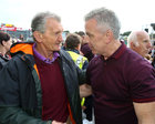 Liam Sammon,former, player, manager and coach chatting with Pádraic Joyce, Galway senior football manager the homecoming reception for the Galway senior and minor All-Ireland football teams at Pearse Stadium on Monday evening.