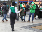 Snapping a colourful photograph at Eyre Square after the parade on St Patrick’s Day.