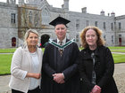 James Sheerin, Knocknacarra with his daughter Zara and partner Julie Woods after he was conferred with a Bachelor of Arts, First Class Honours (History and Archaeology), at NUI Galway.