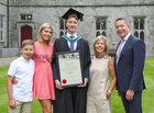 Conor McKiernan, Salthill, who was conferred with a Bachelor of Science, Honours, (Computer Science and Information Technology) at NUI Galway, pictured with , from left, his brother Fionn, sister Lauren, Michelle Healy and father Adrian.