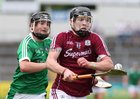 Galway v Limerick All-Ireland Minor Hurling Championship quarter final round 1 at Semple Stadium, Thurles.<br />
Galway's Oisin Flannery and Limerick's Padraig Harnett