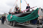 Sea Scouts on board the Loveen  during the St Patrick's Day parade.