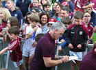 Galway senior team manager Pádraic Joyce meeting supporters at the homecoming reception in Pearse Stadium on Monday evening. Earlier the Galway minor All-Ireland champions were also greeted at the stadium.