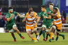 Connacht v Toyota Cheetahs Guinness PRO14 game at the Sportsground.<br />
Connacht's Jarrad Butler passes to Colby Fainga'a