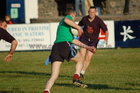 Pictured at the finals of Tag Rugby 2011 at Corinthian Park on Friday 22 July<br />
<br />
Action from the D Grade Plate final between Try Hards and Saints & Sinners