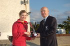 Pictured at the finals of Tag Rugby 2011 at Corinthian Park on Friday 22 July<br />
<br />
John Colleran, President of Galway Corinthians RFC with Joanne Stephens of BarBearians the winners of the B Grade Plate.