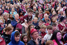 Supporters during the homecoming of the Galway Football team at Pearse Stadium on Monday evening.
