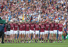 Galway v Waterford All-Ireland Senior Hurling Championship final at Croke Park.<br />
The galway team during the playing of the National Anthem