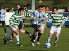 Salthill Devon v Sheriff YC FAI Ford Senior Challenge Cup 2011 at Drom.<br />
Salthill Devon's Ciprian Spraut and Sheriff YC's Paulie Murphy and Darren Dunne