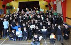 <br />
Para Olympic Gold Medal winner Eoghan Clifford, NUIGalway surrounded by Pupils and Teachers from St Patricks National School, Lombard Street during his visit to the school. 