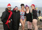 Mebers of Galway Dippers at Blackrock for their Christmas Day swim .