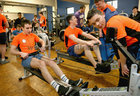 St Joseph's College fifth year students, with the help of the Rowing Club and the LCVP, taking part in The Bish Rowathon of 1 million meters on SchoolsGoOrange Day.