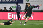 Connacht v Black Lion European Rugby Challenge Cup Round 2 at Dexcom Stadium, College Road.<br />
Connacht's Sam Gilbert, assisted by Caolin Blade, converts after Connacht's first try