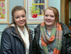 GMIT Arts Students Niamh Jones and Séimhín Ní Dhonnghaile at the opening of Tonita O'Dwyer's first solo art exhibition at Renzo Gallery Café Galway in Eyre Street. Tonita is a volunteer with Croí Heart and Stroke for the past 24 years. 50% of the proceeds from her exhibition, which runs until April 9, will go to Croí.