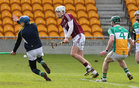 Galway v Offaly Allianz Hurling League Division 1B game at O'Connor Park, Tullamore.<br />
Galway's Jason Flynn scoring goal past Offaly goalkeeper James Dempsey