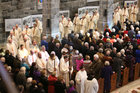 The procession to the alter at Galway Cathedral before funeral Mass for Former Bishop of Galway, Most Rev Eamonn Casey.