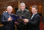 Club members Christy Tyrrell and Ger Mulholland and former player Harry McGee, at the launch of a Pictorial History of Salthill Knocknacarra GAA Club at the Galway Bay Hotel.
