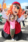 Dylan Carroll from Knocknacarra with one of the pirates who invaded the docks during SeaFest last weekend.