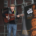 P J McDonald of Galway Irish traditional group BackWest performing at Eyre Square before the start of the St Patrick's Day Parade.