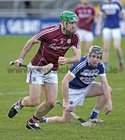 Galway v Laois 3rd round game in the Allianz National Hurling League at the Pearse Stadium.<br />
Galway's David Burke and Aidan Corby, Laois