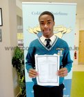 <br />
Galway minor footballer Anthony Laye, after he received his junior Cert Exam Results at Colaiste Mhuirlinne Doughiska. 