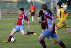 Mervue United v Longford Town Airtricity League game at Fahy's Field.<br />
Gary Kelly, Mervue United and Noel Haverty, Longford Town