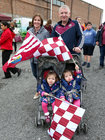 Philip and Linda Monaghan from Knocknacarra with their two year old twin daughters Sara and Ciara at the homecoming for the minor and senior hurling teams at the Pearse Stadium.