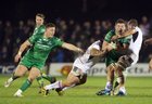 Connacht v Ulster Guinness PRO14 game at the Sportsground.<br />
Connacht's Eoghan Masterson and Denis Coulson and Ulster's Wiehahn Herbst
