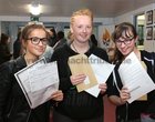 Alexandra Mereuta and Danielle O'Brien from Knocknacarra, and Rachel Garvey, Headford, in happy mood after receiving their Leaving Certificate results at the Dominican College Taylors Hill.