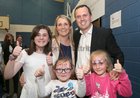 Fianna Fail Galway West candidate John Connolly pictured after his election with his wife Bernadette and their daughters Katie, Sadie and Lauren at the Westside count centre.
