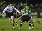 Connacht v Zebre Guinness PRO14 game at the Sportsground.<br />
Connacht's Caolin Blade is tackled by Zebre's Oliviero Fabiani