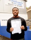 <br />
Obinna Nwanmud, Newcastle, after receiving his Leaving Cert Results at the Galway Community College, Moneenageisha, 