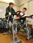 5th year students Daniel Keenan  and Glen Pagett promoting The Bish Cycle Against Suicide on SchoolsGoOrange Day.
