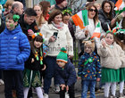 Spectators at University Road during the St Patrick's Day parade