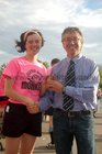 At the finals night of Tag Rugby at Galway Corinthians at Corinthian Park, Cloonacauneen.<br />
<br />
11 Wise Monkeys won the C League 2 final.<br />
<br />
Pictured with President of Galway Corinthians RFC, Declan Russell, is Aisling McGuinness