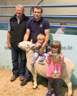 Pictured after the presentationsat the sheep show section at the annual Maam Cross Connemara Pony Show were Tommy Joe Gallagher, judge, Thomas Walsh from Leam, Oughterard, with his children Dylan (13 months) and Alison (5) holding the Padraig Faherty Cup, and their first prize winning Cheviot ewe, and Margaret O'Neill, sponsor, sponsor.