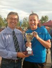 At the finals night of Tag Rugby at Galway Corinthians at Corinthian Park, Cloonacauneen.<br />
<br />
Sally Donnellan, captain of C Grade Conference winners Victoriously Secret receives the trophy from DEclan Russell, President, Galway Corinthians RFC