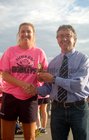 At the finals night of Tag Rugby at Galway Corinthians at Corinthian Park, Cloonacauneen.<br />
<br />
11 Wise Monkeys won the C League 2 final.<br />
<br />
Pictured with President of Galway Corinthians RFC, Declan Russell, is Jenny O'Mahoney