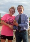 At the finals night of Tag Rugby at Galway Corinthians at Corinthian Park, Cloonacauneen.<br />
<br />
11 Wise Monkeys won the C League 2 final.<br />
<br />
Pictured with President of Galway Corinthians RFC, Declan Russell, is Aoife Smyth