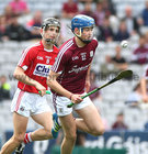 Galway v Cork All-Ireland Minor Hurling Championship final at Croke Park.<br />
Galway's Martin McManus and Cork's Daire Connery