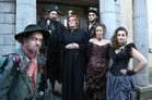 Members of the cast at the Town Hall Theatre this week before going on stage on the opening night of the Galway Musical Society production of Lionel Bart’s Oliver. From left: Patrick Byrne (Fagin), Niall Conway (Mr Bumble), Heather Colohan (Widow Corney), Keith Hanley (Bill Sykes), Sarah Corcoran (Nancy) and Tanya Reid-O'Brien (Chorus).<br />
<br />
